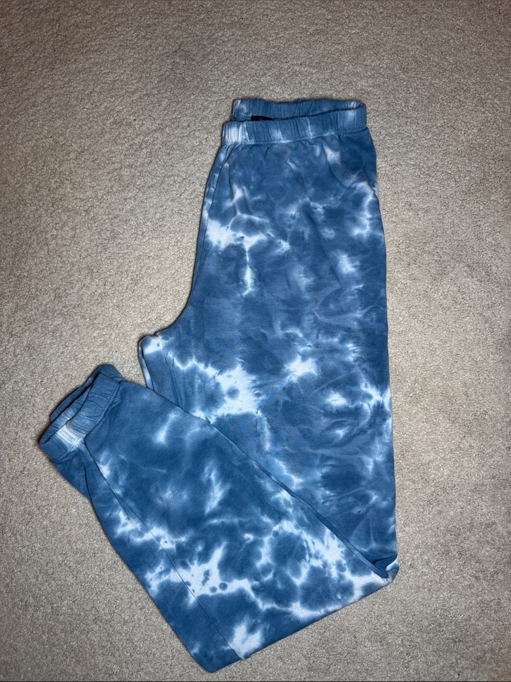 Kids Blue Tie-Dye Jogger Sweatpants with Elastic Waist